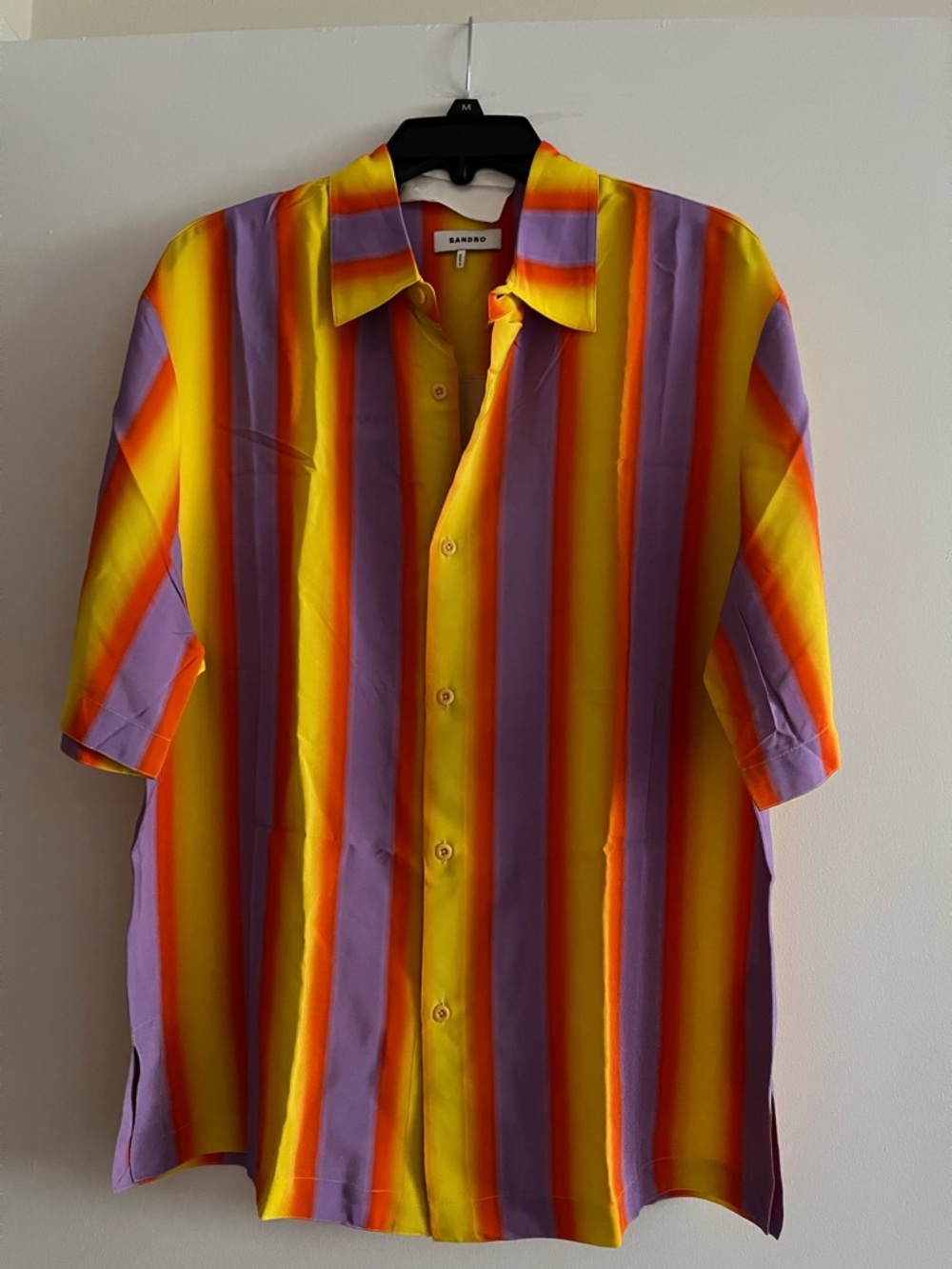Sandro Short-Sleeve Button-Down Shirt - Yellow & Purple & Orange Unisex